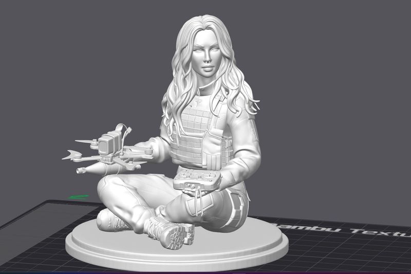 AI 3D-модель — дівчина з дроном