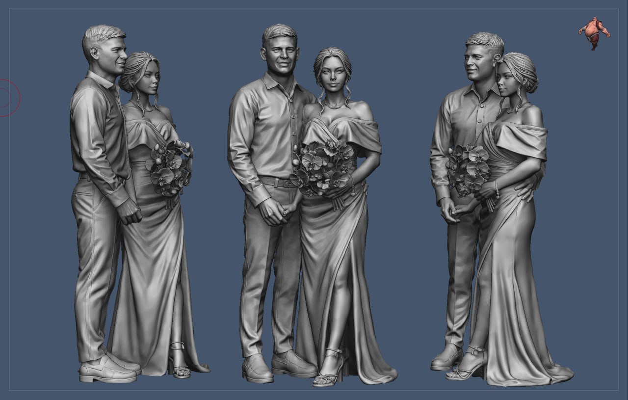 Реалістична 3D-модель — весільна пара